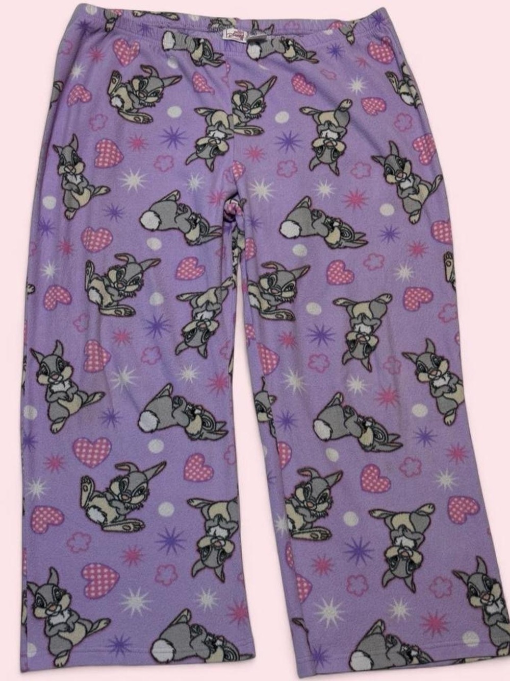 Disney Vintage 2000s Y2K Lavender Bambi Thumper Print Pajama Bottoms XL